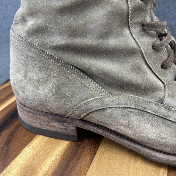 N.D.C. Made by Hand Combat Boot Lace-up Green Brown Suede Boot Men 45B US 12B - Picture 4 of 13